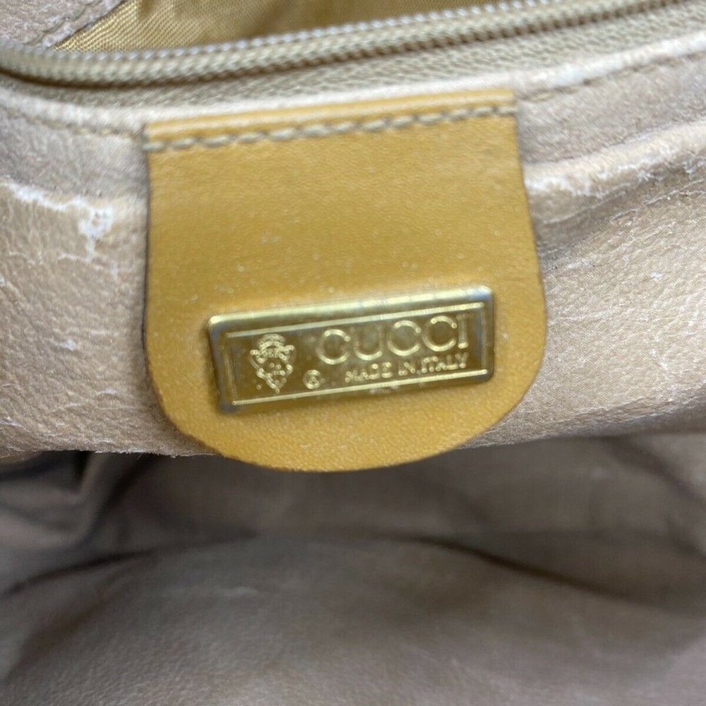 GUCCI Vintage Beige Coated Canvas/ Leather Crossbo - Picture 7 of 12